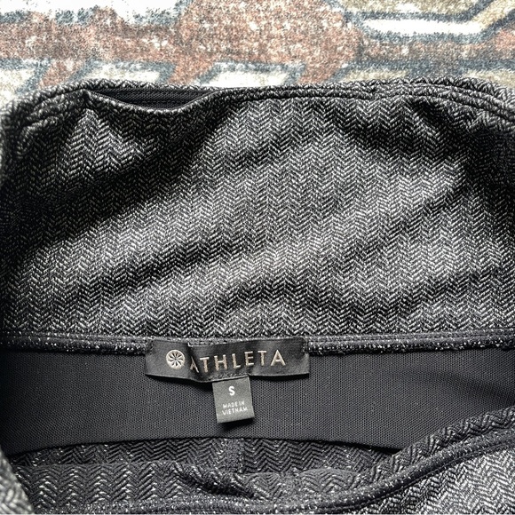 Athleta Black Herringbone Mercer Tight Mid Rise Stretch Pants - Picture 3 of 5